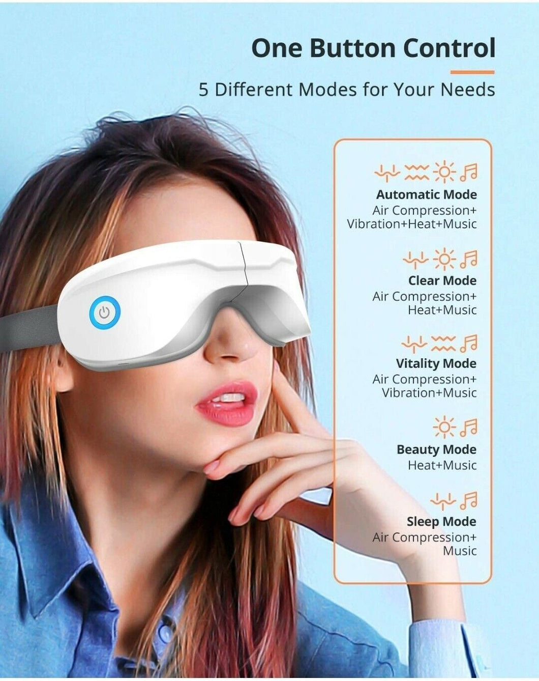 Eye Massager with Heat, Bluetooth Music Heated Massager for Migraines, Relax and Reduce Eye Strain